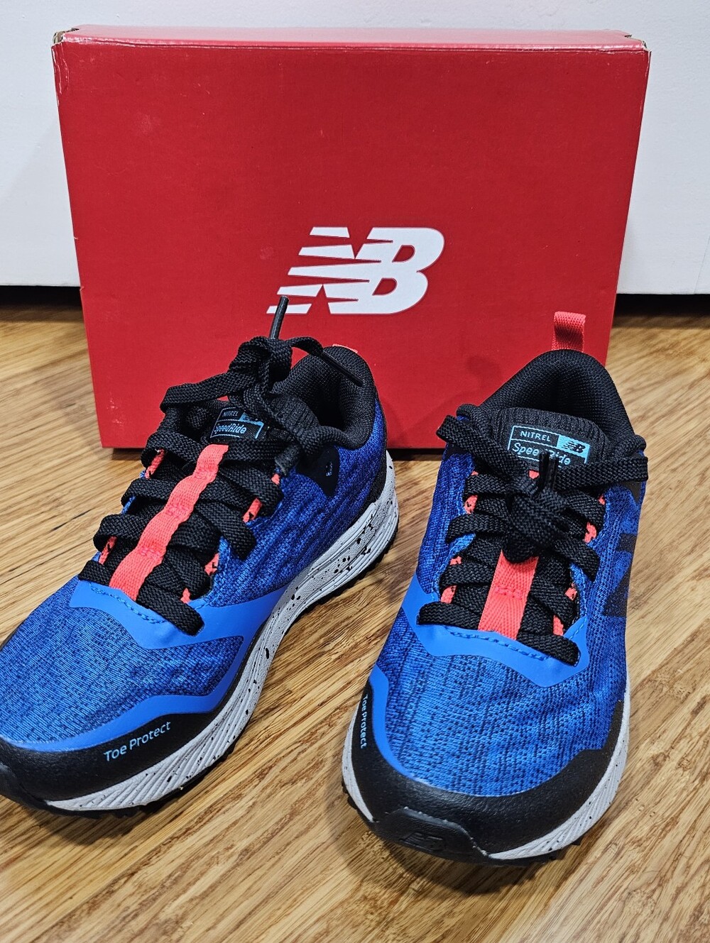 NIB New Balance Nitrel SpeedRide Kids 10.5 W Blue Black Running Sneakers Shoes